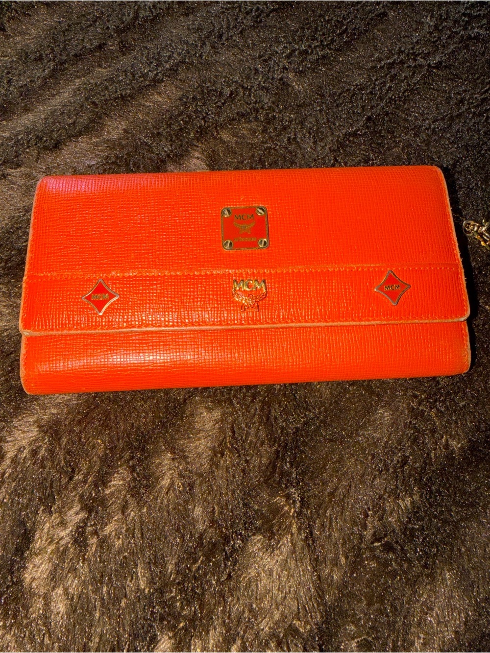 MCM Orange Leather Flap Wallet Wallet - Picture 1 of 7